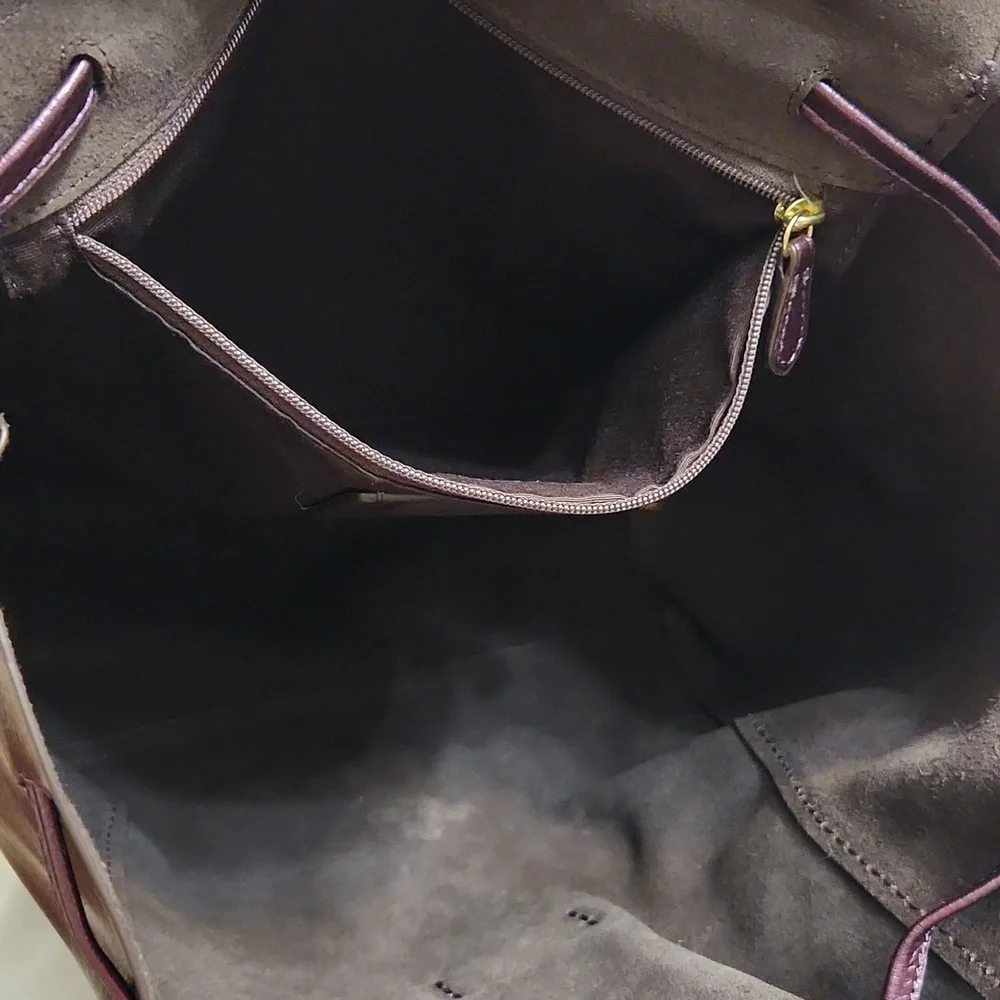 Coach Derby Purple Metallic Leather Backpack - Picture 15 of 16